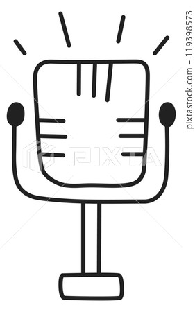 A microphone with a bright light shining on it A microphone with a bright light shining on it 119398573