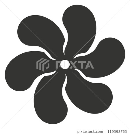 A black and white image of a fan with a flowery design 119398763
