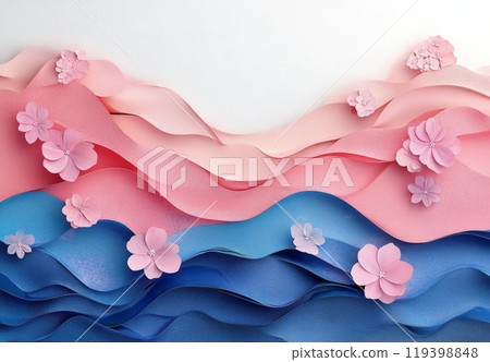 白皮書上的粉紅色和藍色波浪圖案背景 119398848