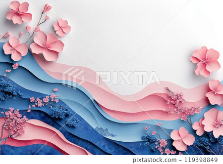 Background of pink and blue wave pattern on white paper Background of pink and blue wave pattern on white paper 119398849