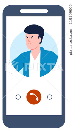 Call ring on smartphone screen. Cell phone device Call ring on smartphone screen. Cell phone device 119399006