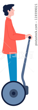 Man on segway. Urban personal transport on outdoor street Man on segway. Urban personal transport on outdoor street 119399021