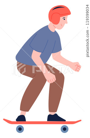 Skateboarder color character. Young urban sport mascot 119399034