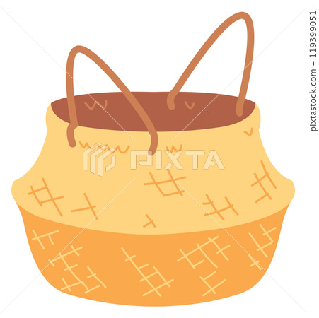Rural hamper. Rustic vintage cozy woven basket 119399051