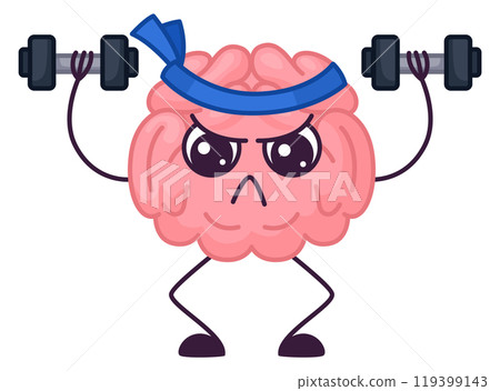 Strong brain character. Mind training color icon Strong brain character. Mind training color icon 119399143