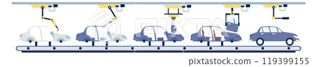 Car assembly conveyor. Robotic arm modern manufacture 119399155