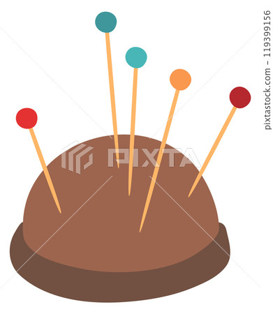 Pin cushion color icon. Needlework hobby symbol Pin cushion color icon. Needlework hobby symbol 119399156