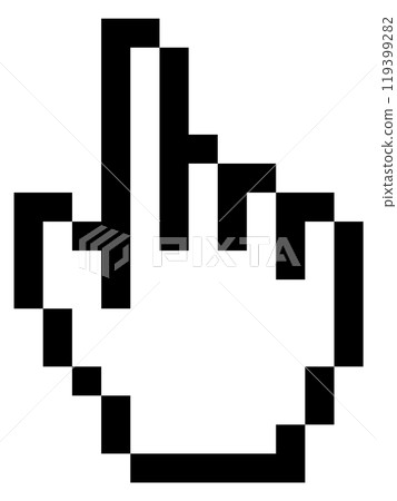 Hand cursor pixel element. Retro computer pointer Hand cursor pixel element. Retro computer pointer 119399282