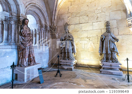 Alcobaca, Portugal - Mar 08, 2024: Chapter house at the monastery of Santa Maria de Alcobaca at Alcobaca, Portugal Alcobaca, Portugal - Mar 08, 2024: Chapter house at the monastery of Santa Maria de Alcobaca at Alcobaca, Portugal 119399649