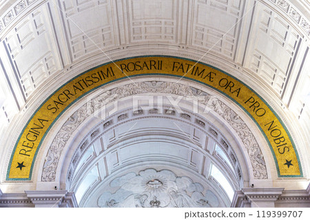 Fatima, Portugal - Mar 10, 2024: Interior of Sanctuary of Fatima, Portugal. Basilica of Our Lady of the Rosary 119399707