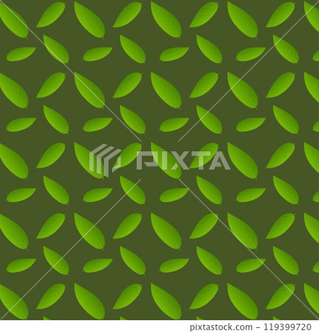 Seamless repeating pattern of green leaves on a dark green background. Seamless repeating pattern of green leaves on a dark green background. 119399720