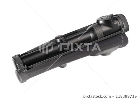 Laser sight for rifle close up. Optics for firearms. 119399739