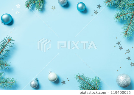 Blue and Silver Christmas Background Blue and Silver Christmas Background 119400035