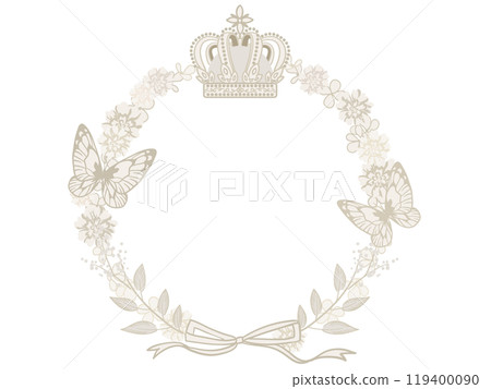 Butterfly, crown and flower wreath 119400090