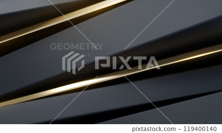 3d black and golden abstract geometry background. 119400140
