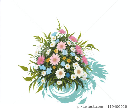 AI生成的藍色漩渦陰影和花束插圖 119400926