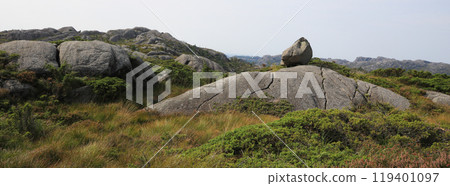 Rocky landscape near Egersund, Norway. 119401097