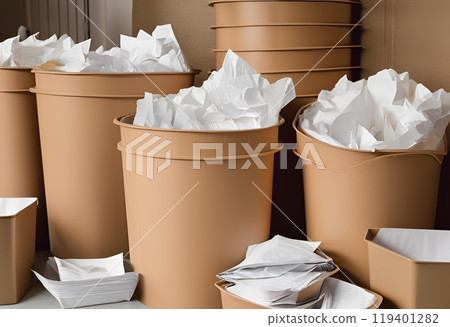 bin storing multiple documents waiting to be shredded.AI Generated 119401282