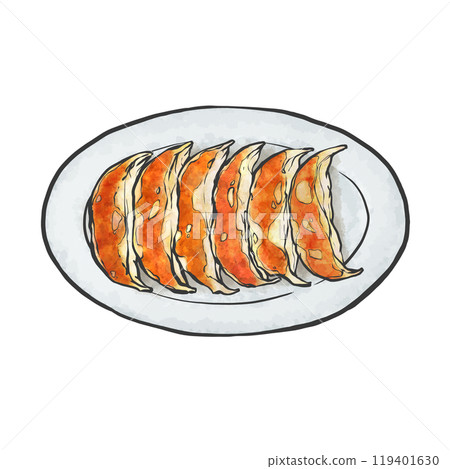 Hand-drawn illustration of gyoza 119401630