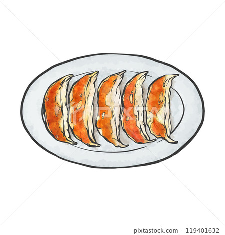 Hand-drawn illustration of gyoza 119401632