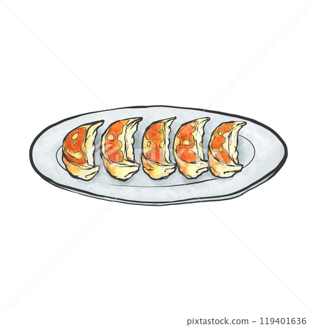 餃子的手寫畫筆繪畫風格插圖 119401636