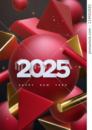 Holiday vector illustration of white numbers 2025 Holiday vector illustration of white numbers 2025 119402683