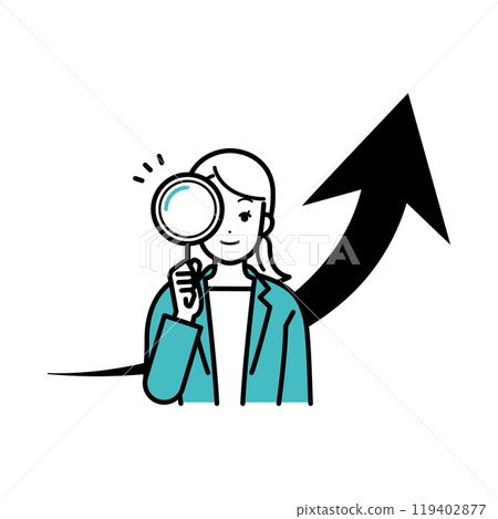 女性商務人士的向上箭頭插圖 119402877