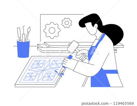 Wood carving isolated cartoon vector illustrations. 119403569