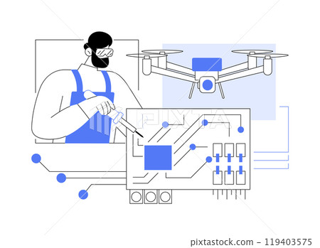 Drone making isolated cartoon vector illustrations. Drone making isolated cartoon vector illustrations. 119403575