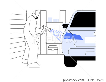 Painting car isolated cartoon vector illustrations. Painting car isolated cartoon vector illustrations. 119403578