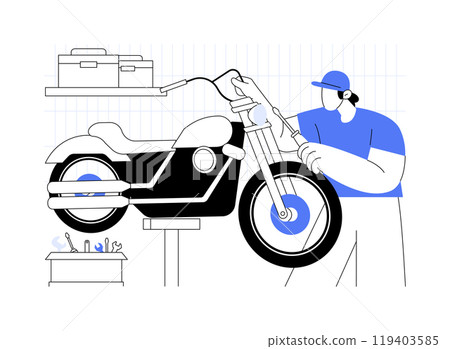 Assembling motorcycle isolated cartoon vector illustrations. 119403585