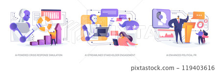AI-powered PR abstract concept vector illustrations. AI-powered PR abstract concept vector illustrations. 119403616