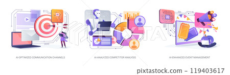 AI Technology in PR abstract concept vector illustrations. AI Technology in PR abstract concept vector illustrations. 119403617