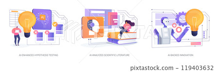 AI in Scientific Research and Development abstract concept vector illustrations. 119403632