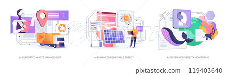 AI for Environmental Issues abstract concept vector illustrations. 119403640