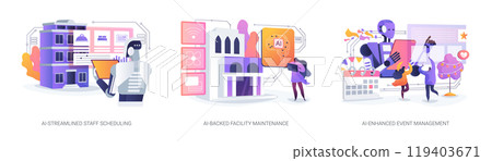 AI Technology in Hospitality abstract concept vector illustrations. AI Technology in Hospitality abstract concept vector illustrations. 119403671
