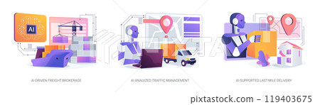 AI Technology in Logistics abstract concept vector illustrations. 119403675