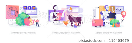 AI in modern farming abstract concept vector illustrations. AI in modern farming abstract concept vector illustrations. 119403679