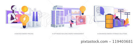 AI in energy generation abstract concept vector illustrations. 119403681