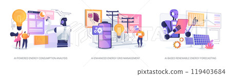 AI in Energy production and use abstract concept vector illustrations. AI in Energy production and use abstract concept vector illustrations. 119403684
