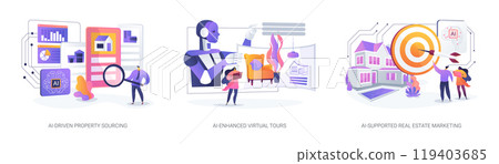 Artificial Intelligence in Real Estate abstract concept vector illustrations. Artificial Intelligence in Real Estate abstract concept vector illustrations. 119403685