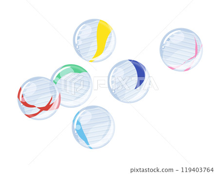 插圖中散落著彩色玻璃杯 119403764
