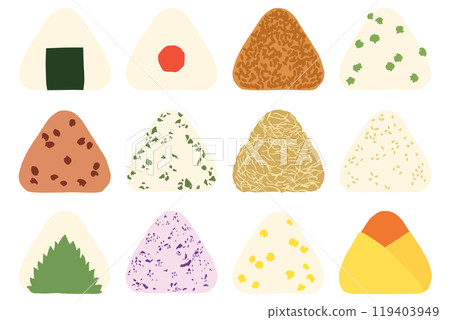 簡單的飯糰插畫集向量素材 119403949