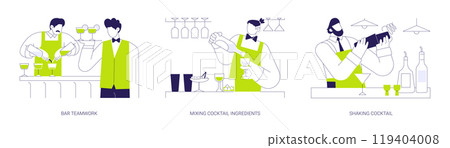 Bartender work abstract concept vector illustrations. Bartender work abstract concept vector illustrations. 119404008