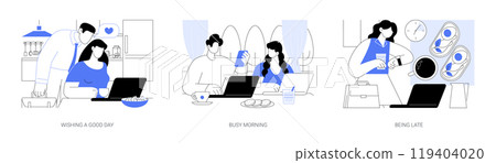 Busy morning isolated cartoon vector illustrations se 119404020