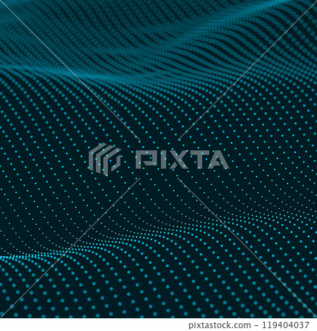 Abstract background with futuristic wavy bokeh dots 119404037