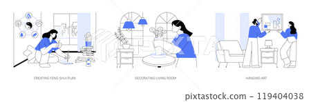 Decorating home isolated cartoon vector illustrations se 119404038