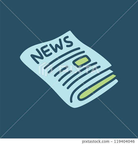 Doodle newspaper icon or logo, hand drawn in minimalistic style 119404046