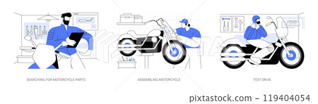 Custom motorcycles isolated cartoon vector illustrations se 119404054