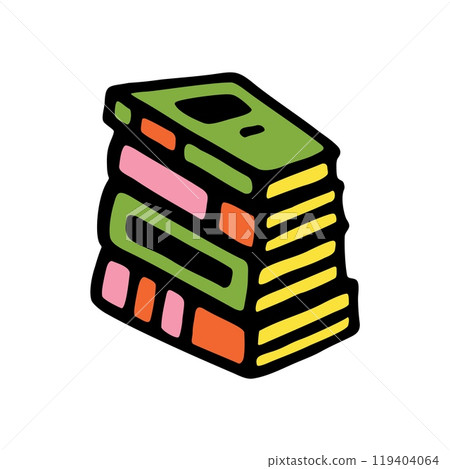Doodle pile of books icon. Hand drawn book, journal or notebook symbol 119404064